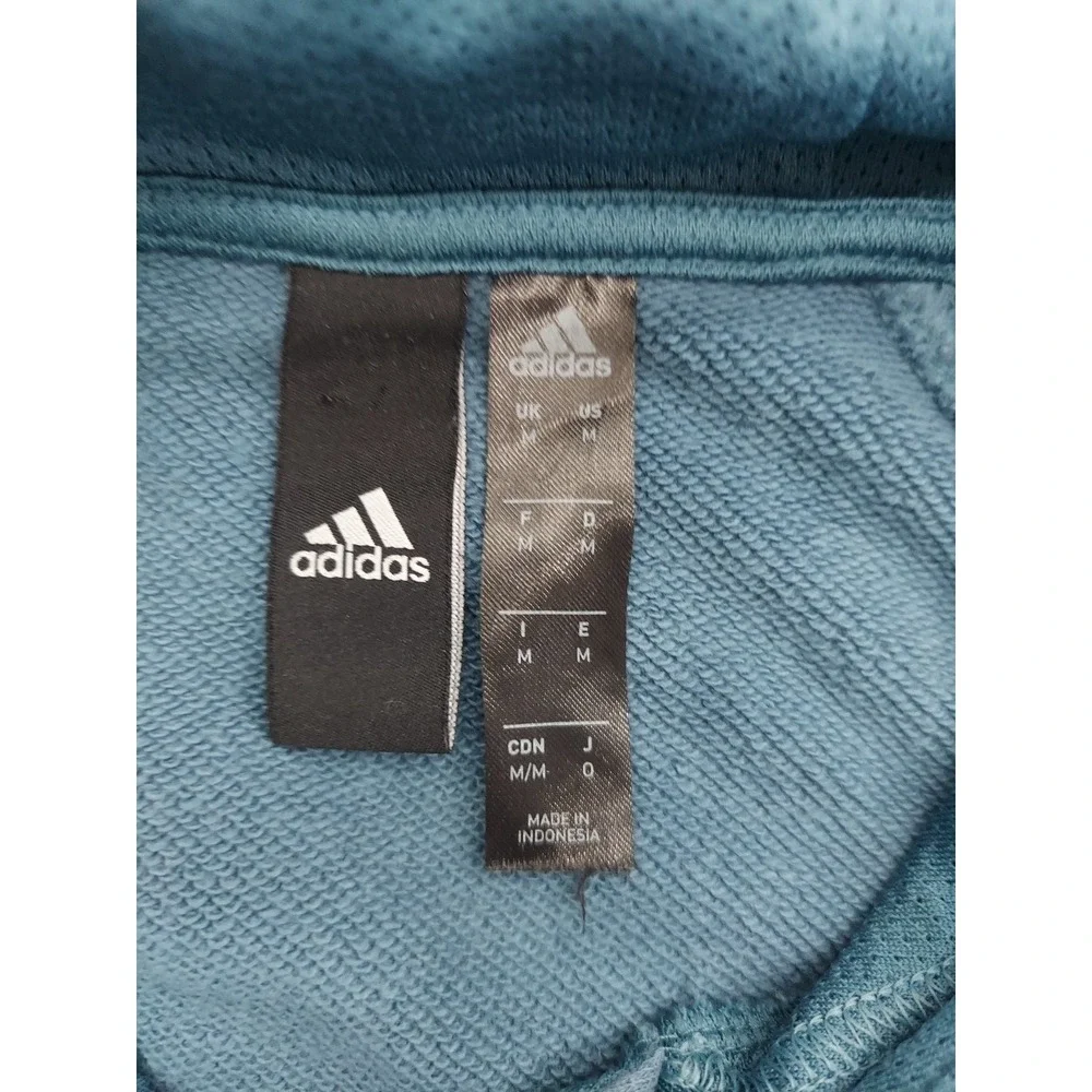 Adidas BTS Rib Hoodie Men Medium Blue Orbit Indigo Logo Kangaroo Pocket Pullover